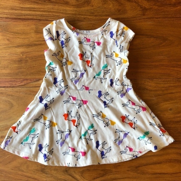 Cat & Jack Ivory Rainbow Unicorn Dress & Bloomers - Picture 2 of 8